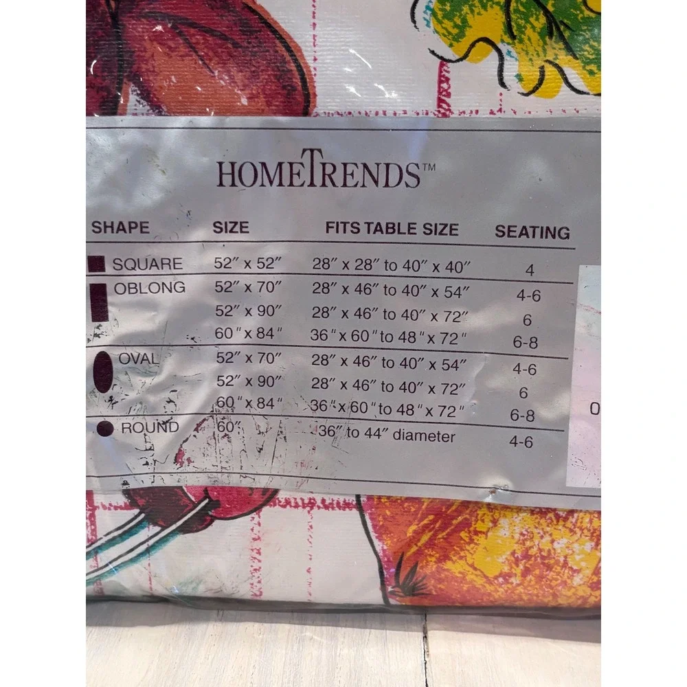 HomeTrends Vinyl Flannel Back Tablecloth 60x84 Oblong Fruit Harvest 7801 VTC NEW